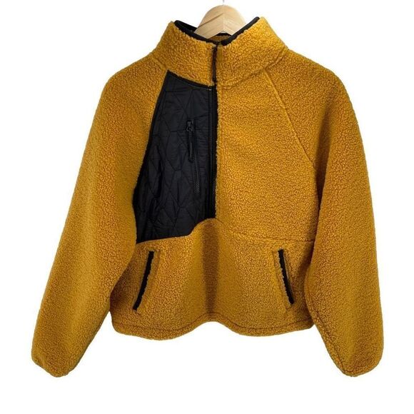 Joy Lab Women Sherpa sweatshirt pullover half zip Long Sleeve High Neck Yellow S - Picture 1 of 12
